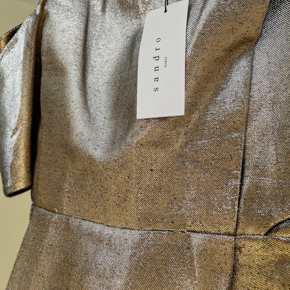 Sandro Metalic Gold Mini Dress - Picture 5 of 6